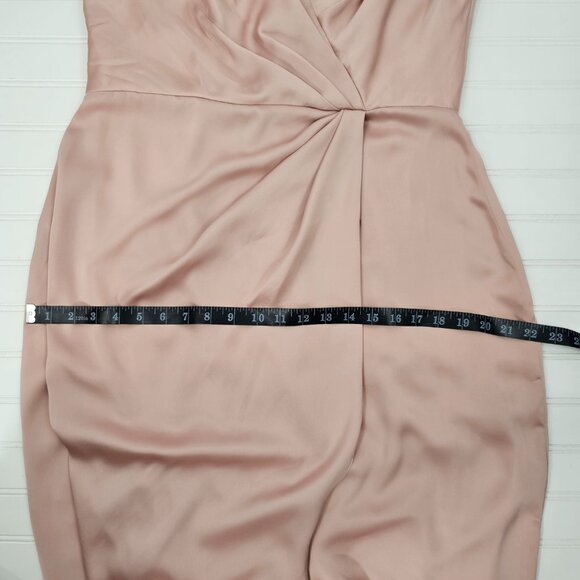 After Six Pink Satin V Neck Faux Wrap Tulip Skirt Maxi Dress Size 14R NWTF Read - Picture 16 of 16